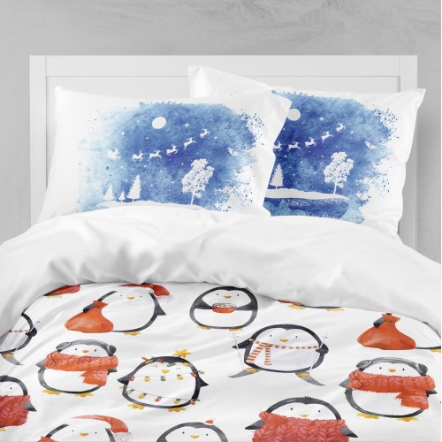 Комплект постельного белья «Новогодние Пингвины» 5341