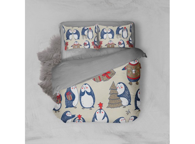 Комплект постельного белья «Новогодние Пингвины»