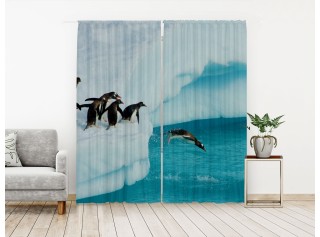 Комплект штор «Пингвины-купаются»